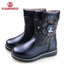 Load image into Gallery viewer, Flower Decoration Mid-Calf Blue Bright Leather Anti-slip kids Shoes