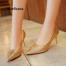 Load image into Gallery viewer, Frauen High Heels Women Fashion Golden Comfortable Slip