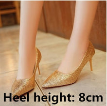 Load image into Gallery viewer, Frauen High Heels Women Fashion Golden Comfortable Slip