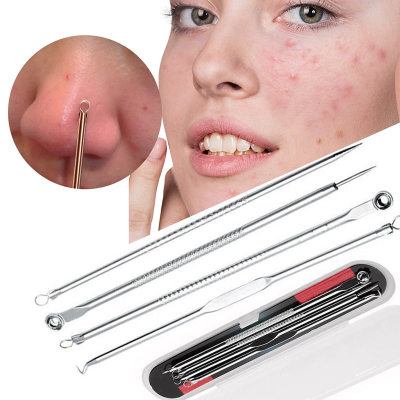 Pimple Blackhead Remover Tool Spoon for Face Skin Care Tool Needles Facial Pore Cleaner