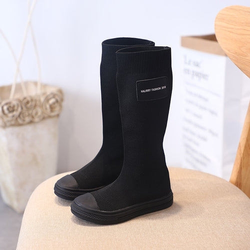 Girls Knitted tall Boots flat Winter Autumn kids Shoes
