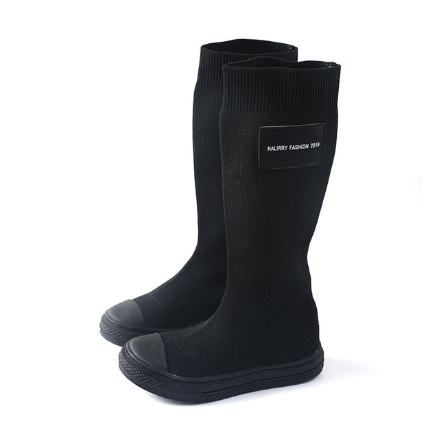 Girls Knitted tall Boots flat Winter Autumn kids Shoes