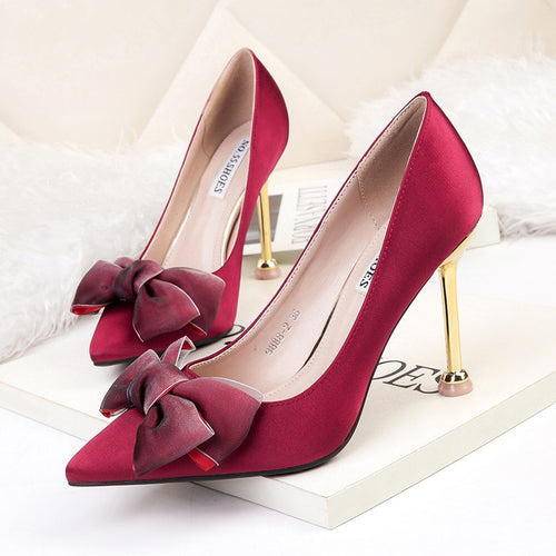 PUMPS wind pointed sexy high heel stiletto bow women's single shoes