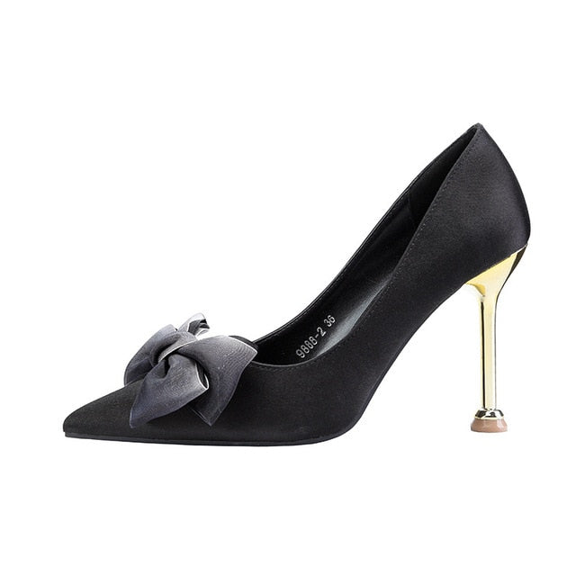 PUMPS wind pointed sexy high heel stiletto bow women's single shoes