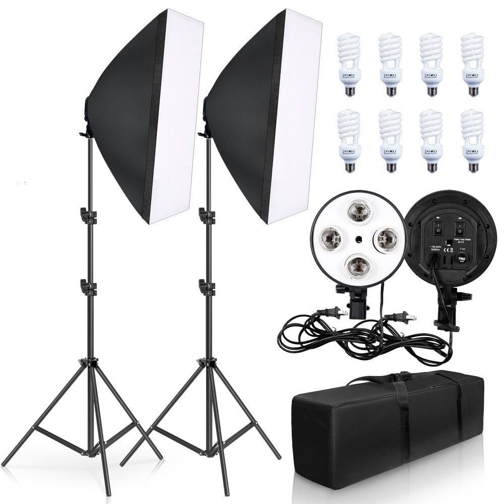 Photography Lighting Four Lamp Bulb Soft Box