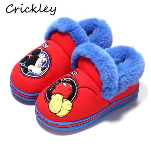Kids Slippers Shoes for Boys Girls Home Indoor Non Slip Fur Plush Children Slippers