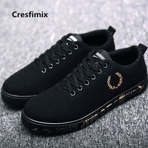 Cresfimix zapatos hombre male fashion comfortable black & golden canvas shoes