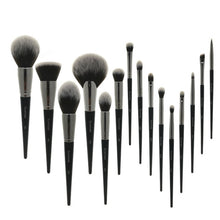 Load image into Gallery viewer, Sywinas makeup brush set 15pcs  black Natural synthetic hair make up tools kit .